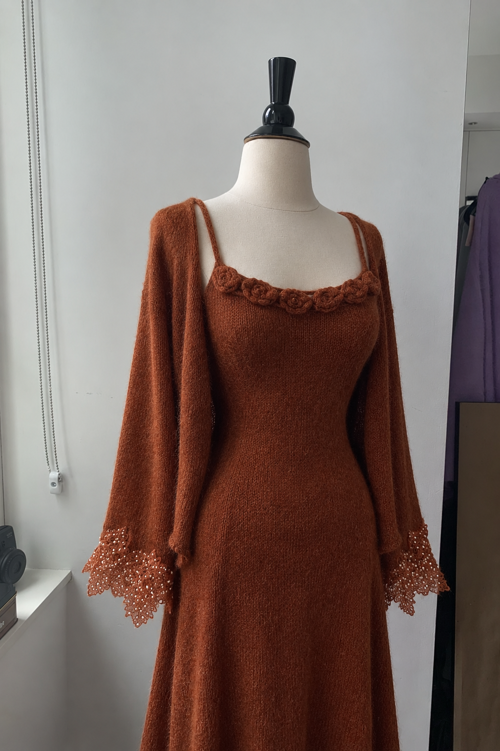 Sienna Rust Knit Dress & Cardigan Set
