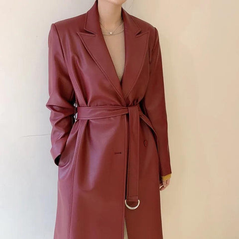 Alexa Leather Trench Coats - Label Frenesi Fashion