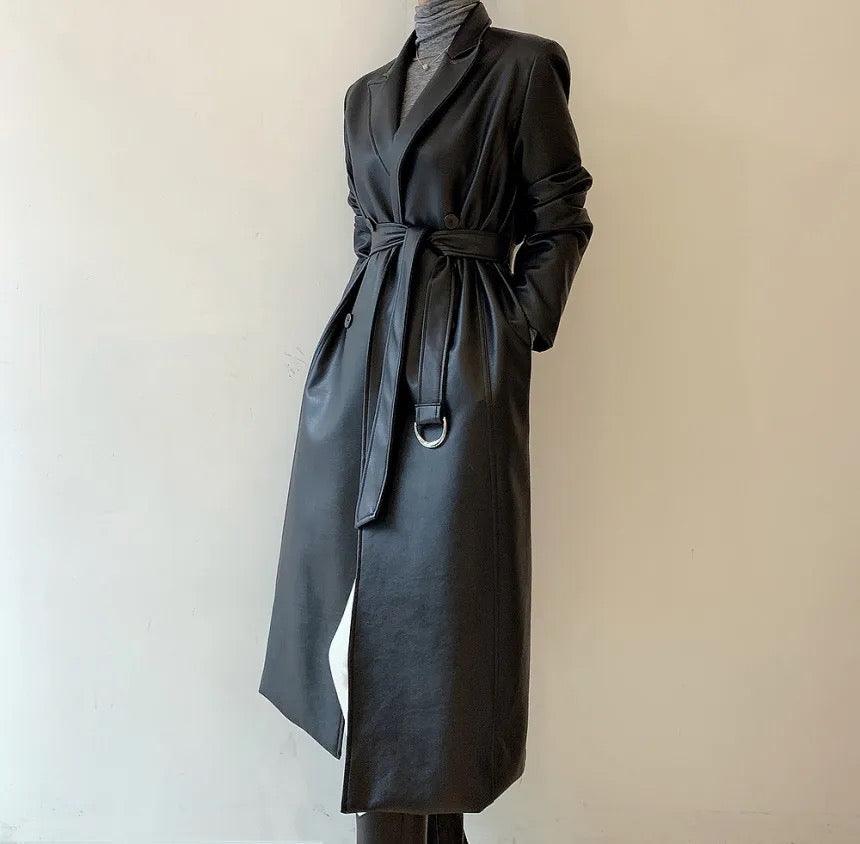 Alexa Leather Trench Coats - Label Frenesi Fashion