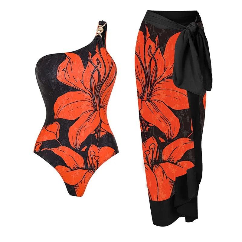 Dahlia Swimsuit with Sarong - Label Frenesi Fashion