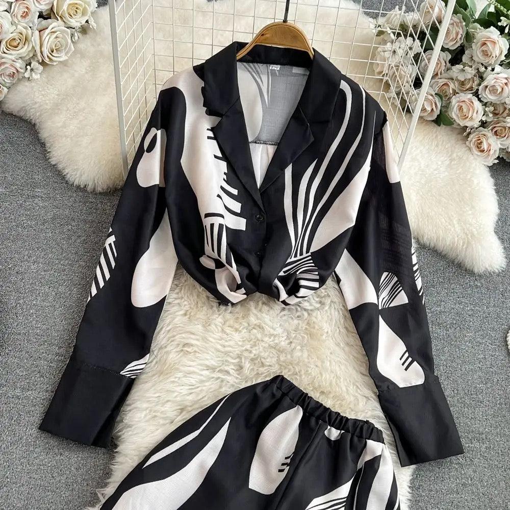 Gracie Abstract Coord Set - Label Frenesi Fashion