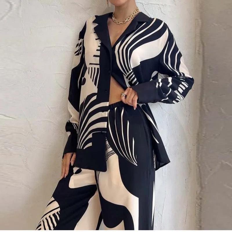Gracie Abstract Coord Set - Label Frenesi Fashion