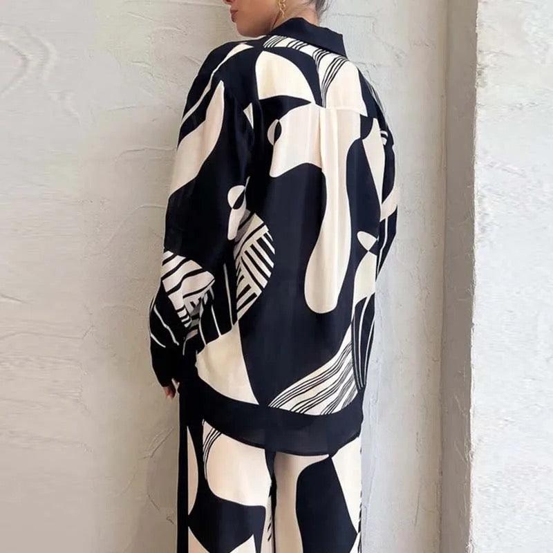 Gracie Abstract Coord Set - Label Frenesi Fashion