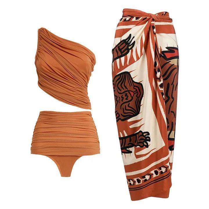 Hazel Swimsuit with Sarong - Label Frenesi Fashion