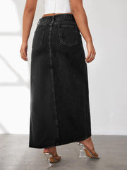 High Slit Denim Skirt - Label Frenesi Fashion