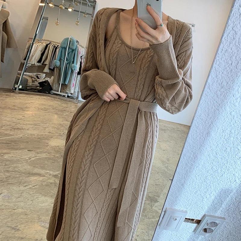 Ira Knitted Dress & Shrug Set - Label Frenesi Fashion