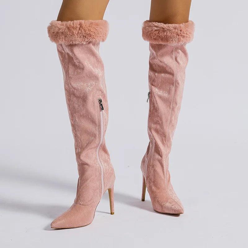 Thigh high online fur boots