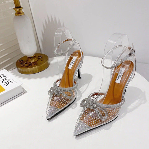 Lola Transparent Embellish Heels - Label Frenesi Fashion