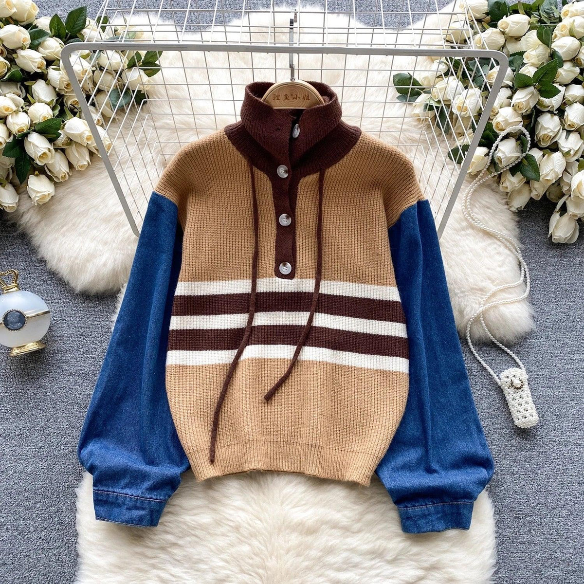 Nolan Denim Sweatshirt - Label Frenesi Fashion
