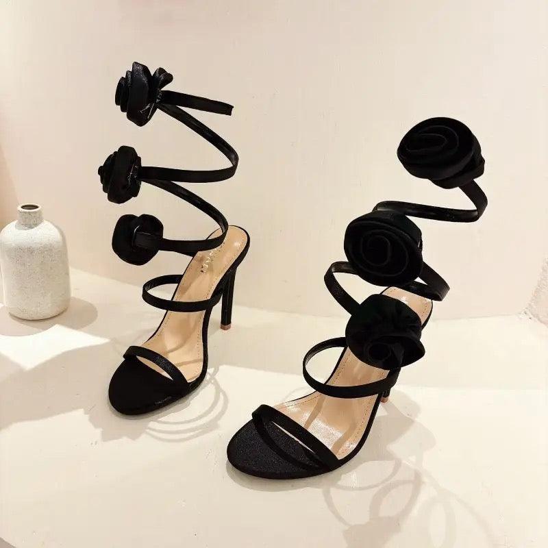 Rose Swirl Heels - Label Frenesi Fashion