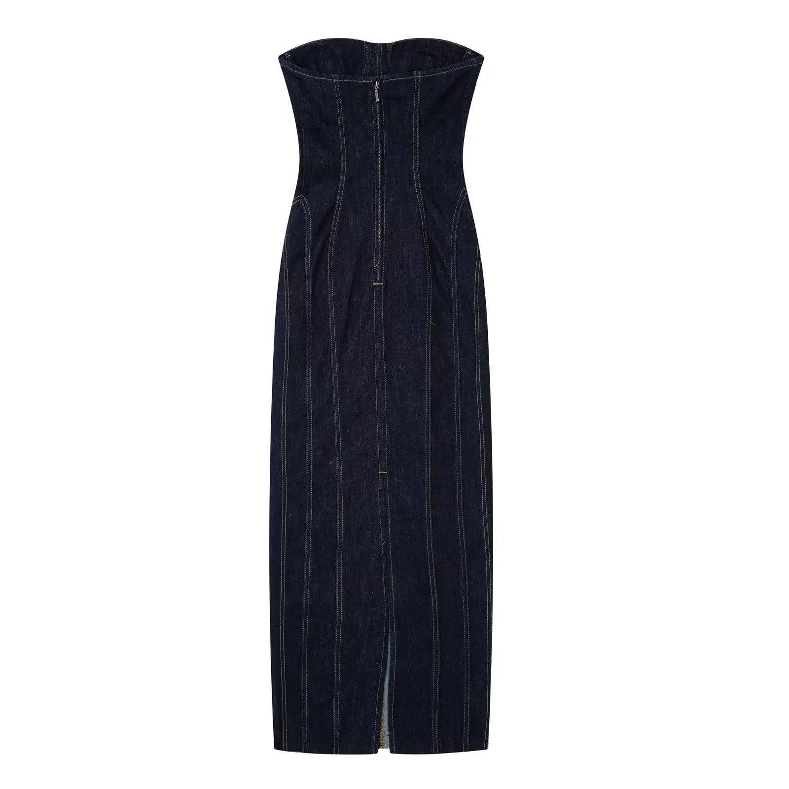 Stacey Denim Bodycon Dress - Label Frenesi Fashion