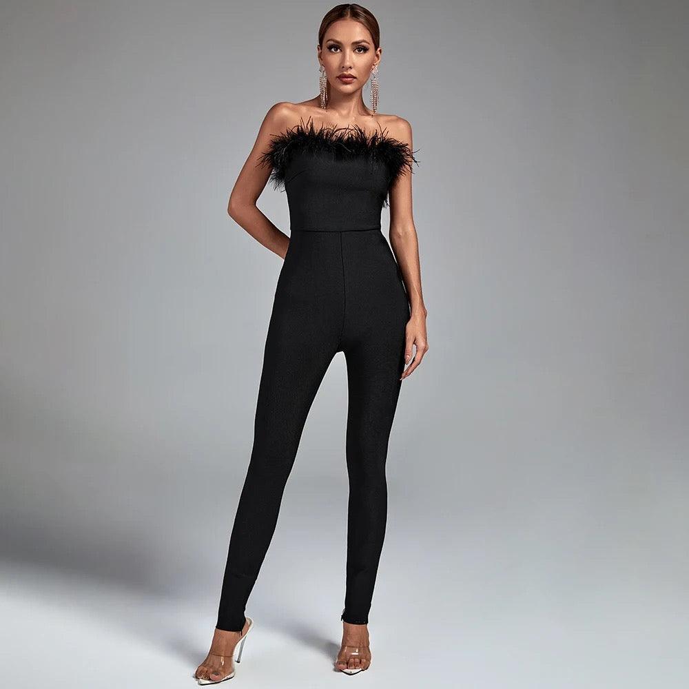 Angie Feather Jumpsuit - Label Frenesi Fashion