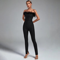 Angie Feather Jumpsuit - Label Frenesi Fashion