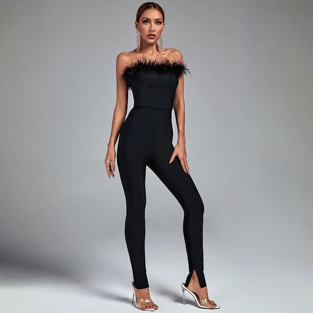 Angie Feather Jumpsuit - Label Frenesi Fashion