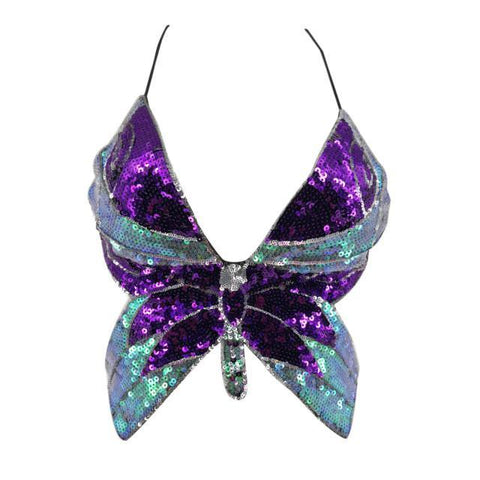 Butterfly Sequin Top - Label Frenesi Fashion