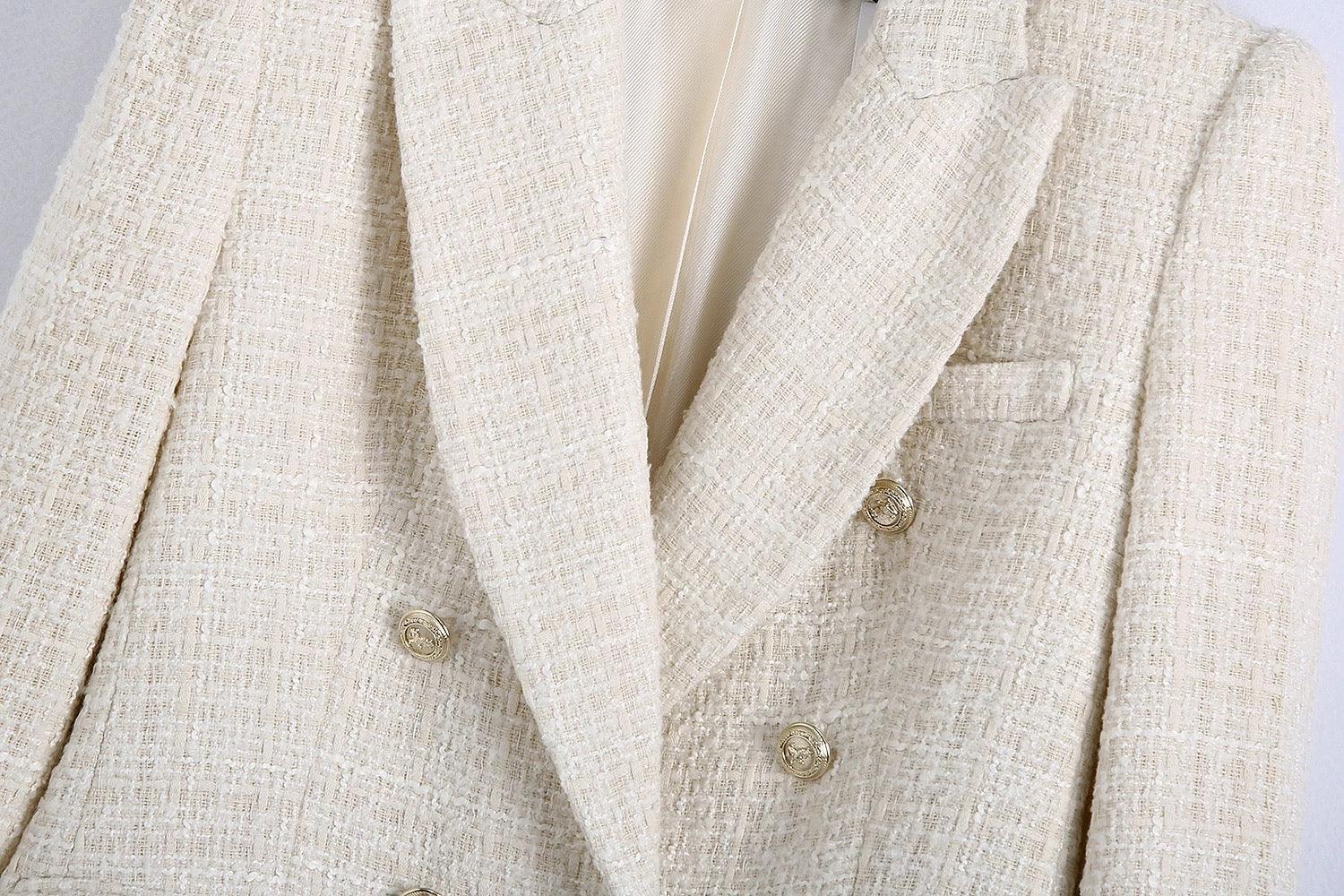 Clair Tweed Off White Blazer - Label Frenesi Fashion