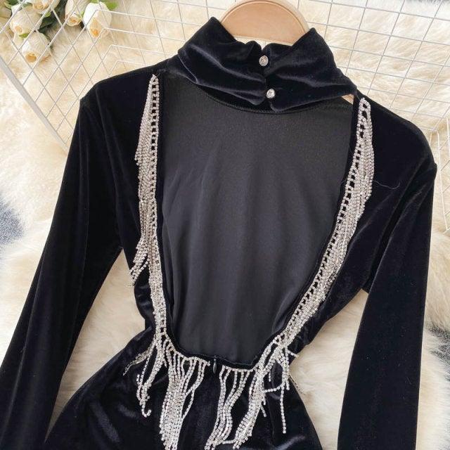 Elsa Backless Rhinestone Dress - Label Frenesi Fashion