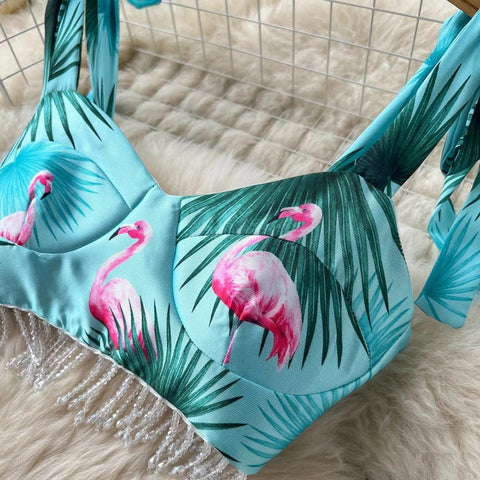 Flamingo Skirt & Top Coord Set - Label Frenesi Fashion