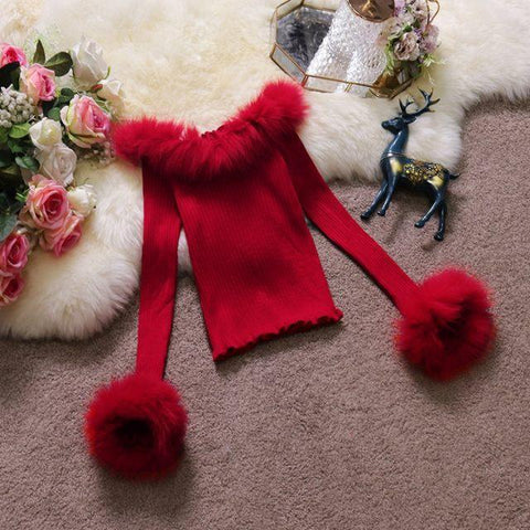 Fur Knit off shoulder  top - Label Frenesi Fashion