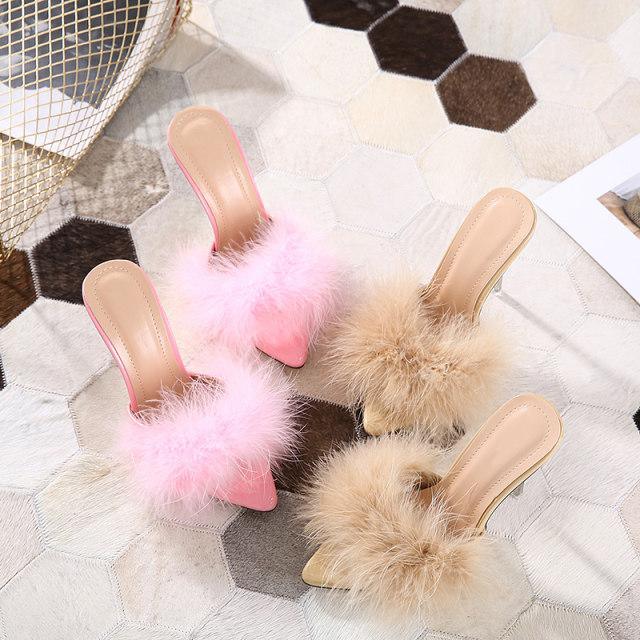 Fur Transparent Heels - Label Frenesi Fashion