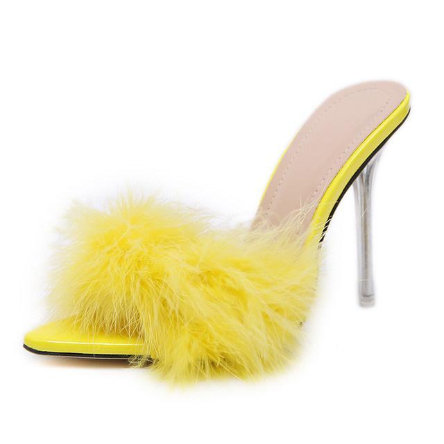 Fur Transparent Heels - Label Frenesi Fashion