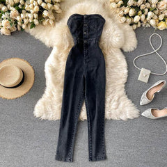 Georgia Denim Tube Jumpsuit - Label Frenesi Fashion