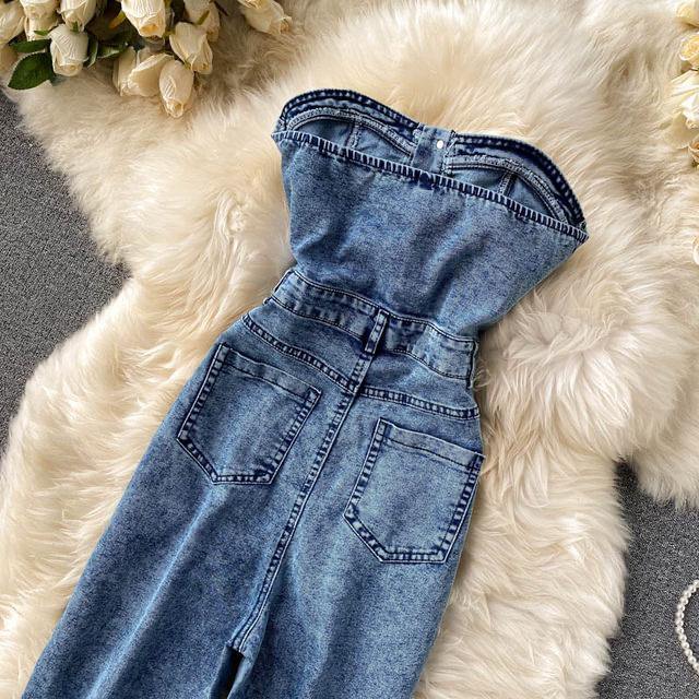 Georgia Denim Tube Jumpsuit - Label Frenesi Fashion