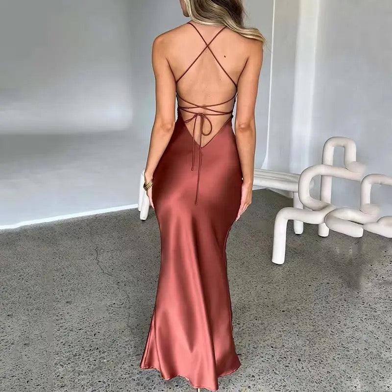 Gia Satin Backless Maxi Dress Label Frenesi Fashion Gia Satin Backless Maxi Dress Label Frenesi Fashion