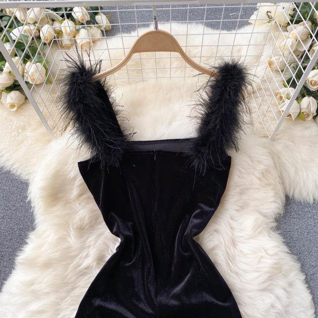 Jammy Fluffy Strap Dress - Label Frenesi Fashion