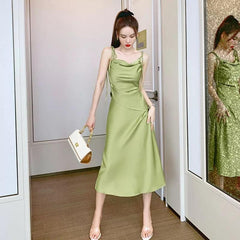 Jane Satin Dress - Label Frenesi Fashion