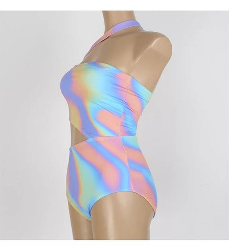 Jina Holographic Monokini Swimsuit - Label Frenesi Fashion