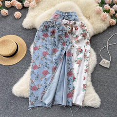 Julie Floral Denim Skirts - Label Frenesi Fashion