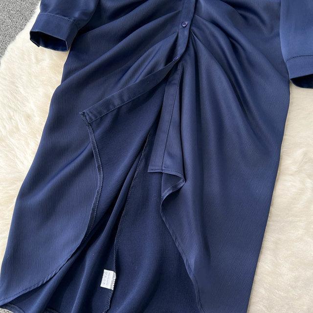 Kimberly Blue Satin Dress - Label Frenesi Fashion