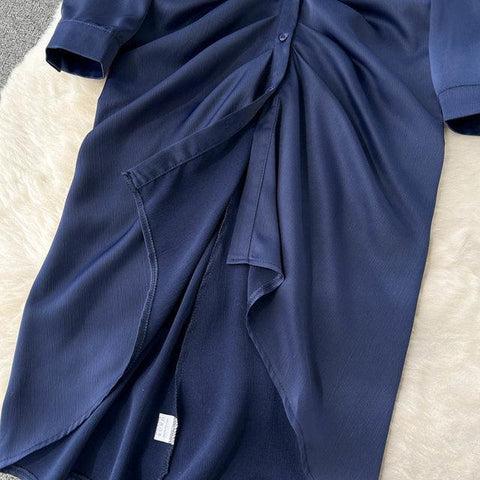 Kimberly Blue Satin Dress - Label Frenesi Fashion