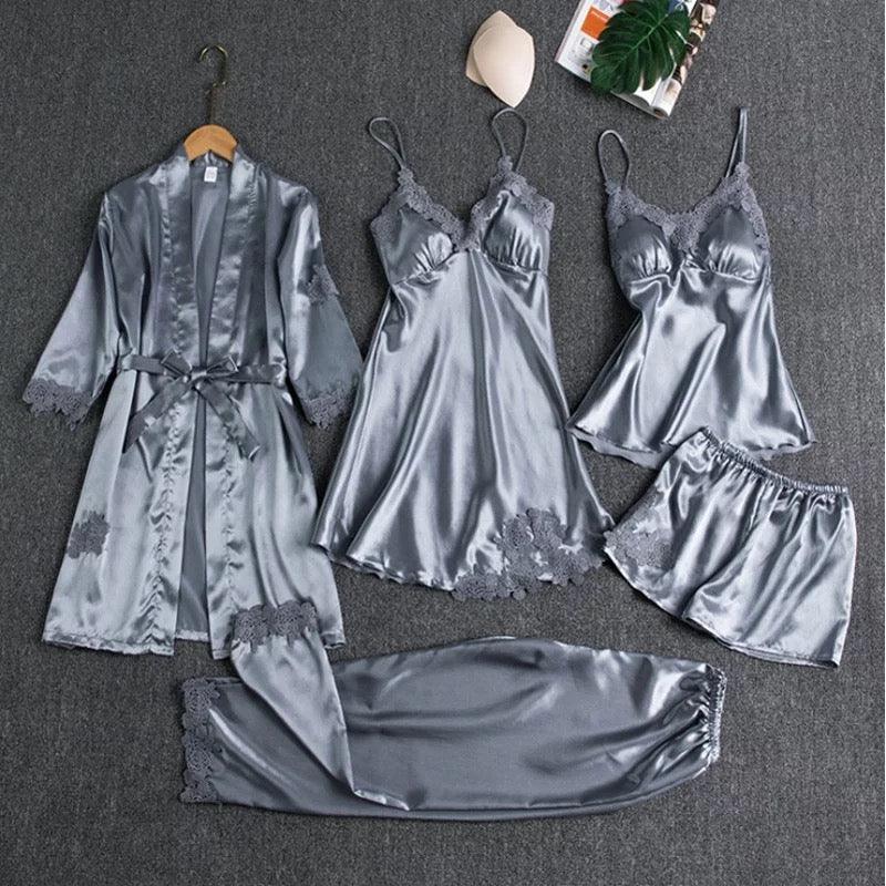 Lace Satin Nightsuit Set - Label Frenesi Fashion