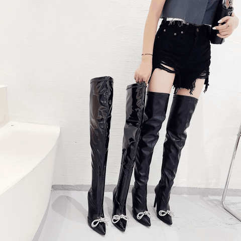 Lucy Thigh High Embellish Boots - Label Frenesi Fashion