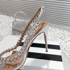 Malikana Rhinestone Perspex Heels - Label Frenesi Fashion