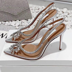 Malikana Rhinestone Perspex Heels - Label Frenesi Fashion