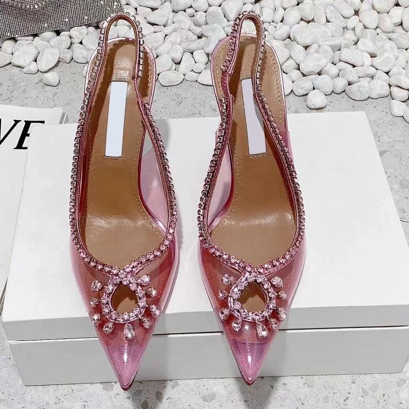 Malikana Rhinestone Perspex Heels - Label Frenesi Fashion