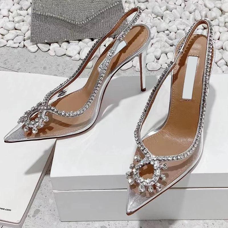 Malikana Rhinestone Perspex Heels - Label Frenesi Fashion