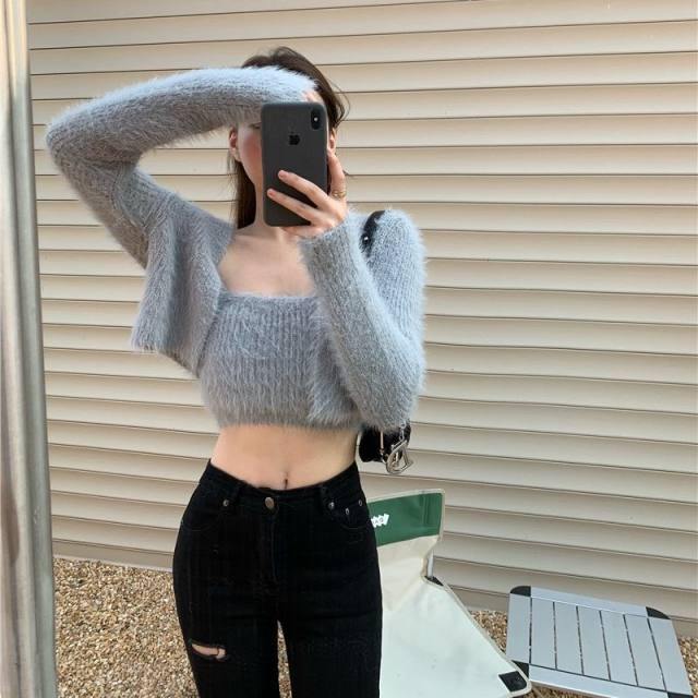 Martin Fuzzy Sweater Set S Grey