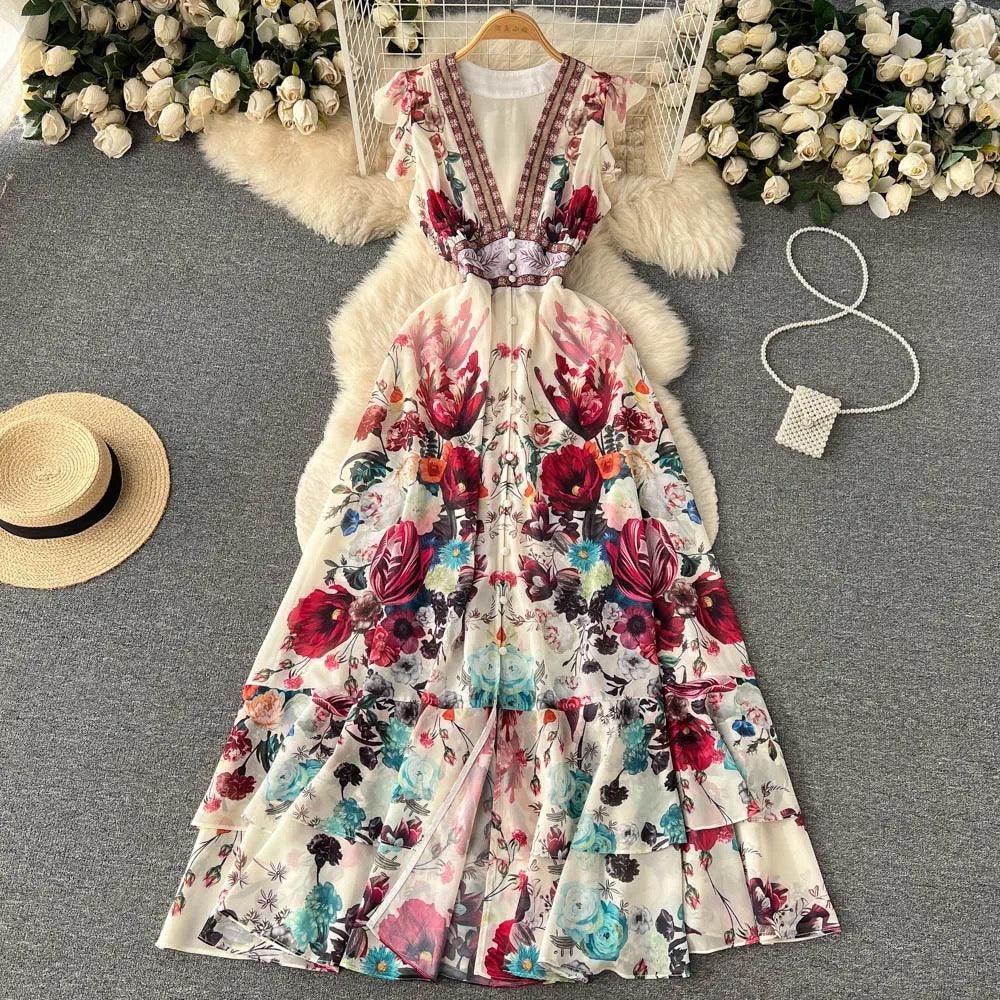 Mary Floral Midi Dress - Label Frenesi Fashion