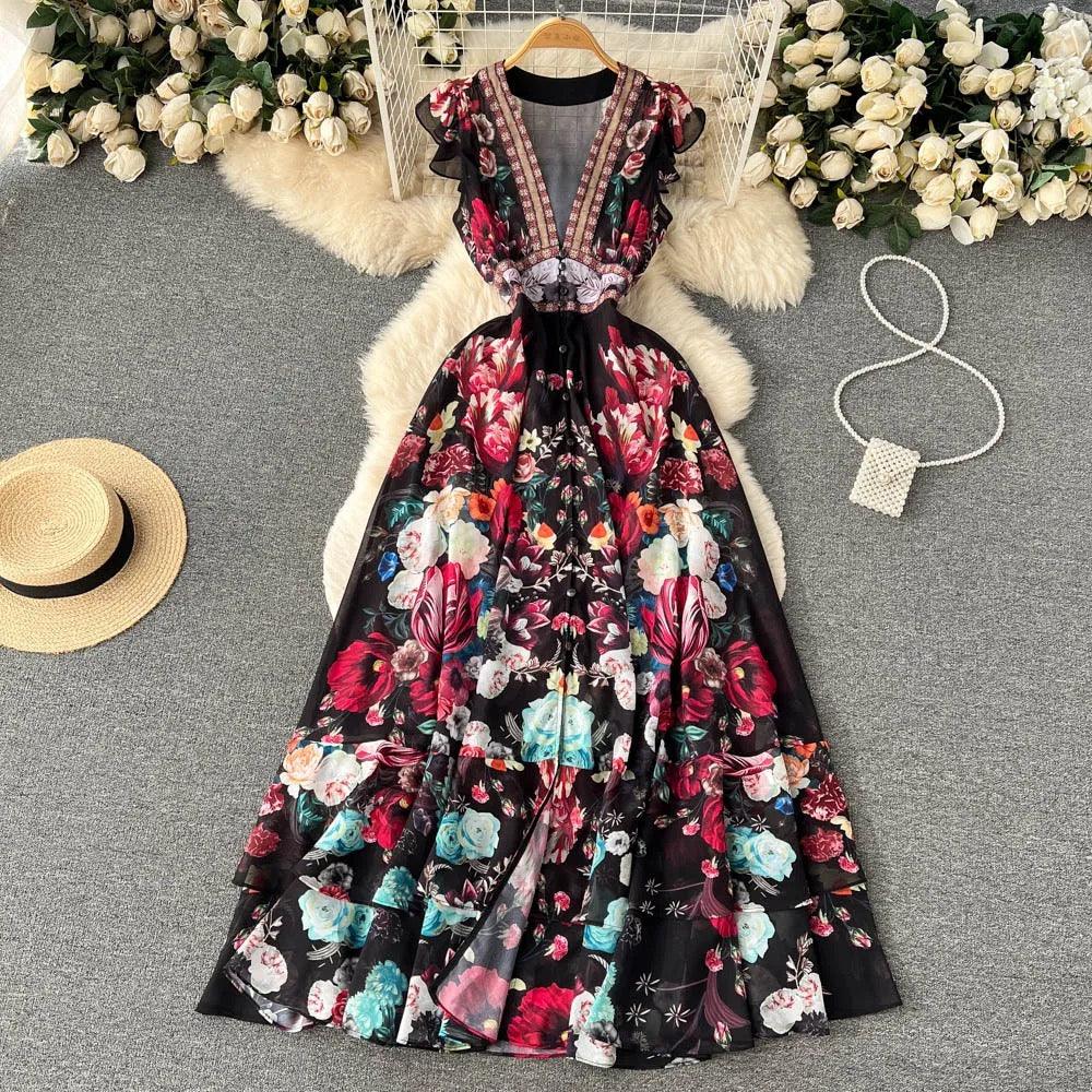 Mary Floral Midi Dress - Label Frenesi Fashion