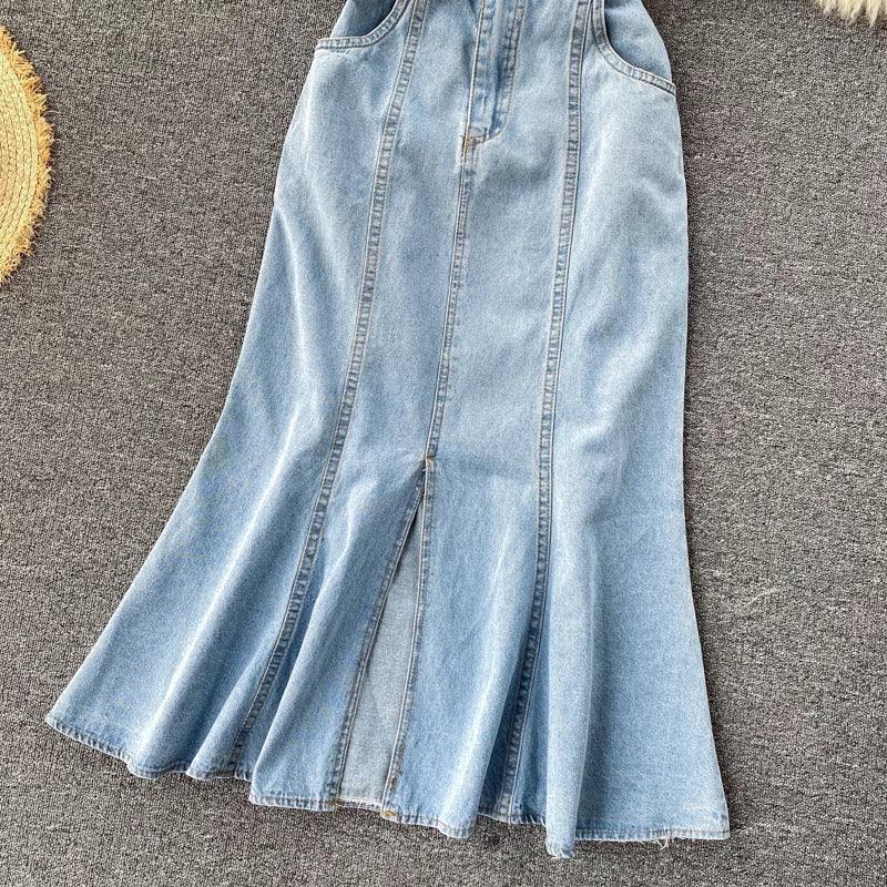 Natalie Mermaid Denim Dress - Label Frenesi Fashion