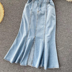 Natalie Mermaid Denim Dress - Label Frenesi Fashion