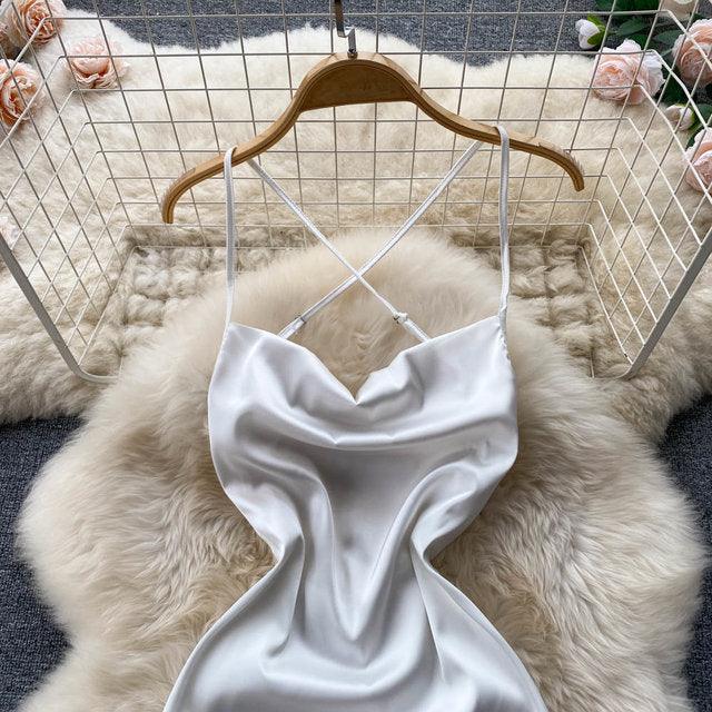 Natalie Satin Lace Dress - Label Frenesi Fashion