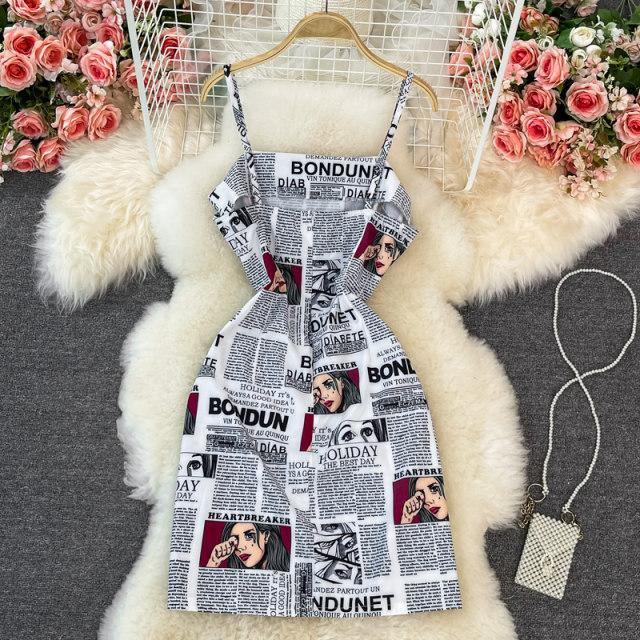 News Printed Dress - Label Frenesi Fashion