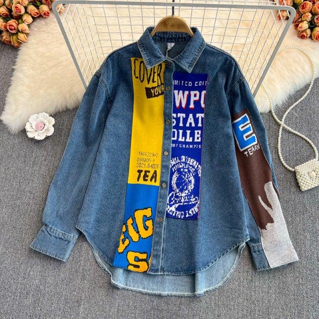 Patch Denim Shirt - Label Frenesi Fashion