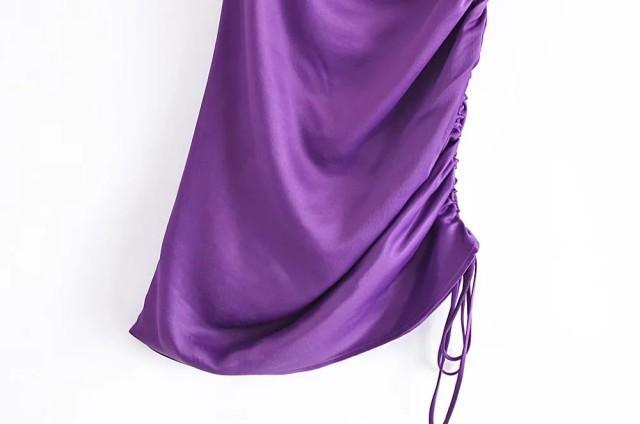 Peony Purple Satin Dress - Label Frenesi Fashion