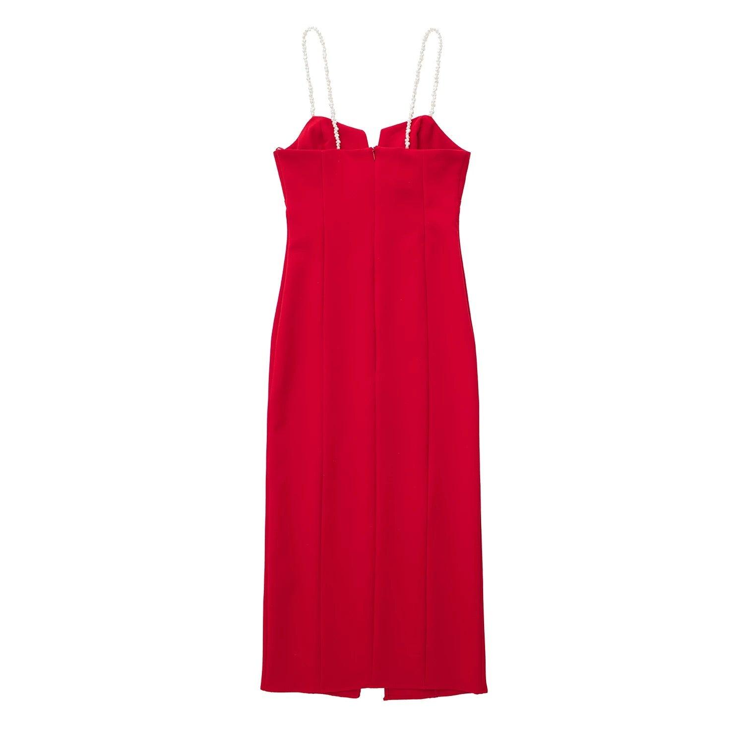 Red Pearl Bodycon Dress - Label Frenesi Fashion